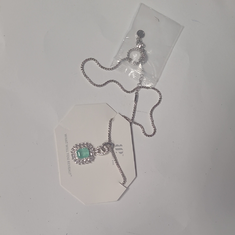Silver and Green Pendant Necklace